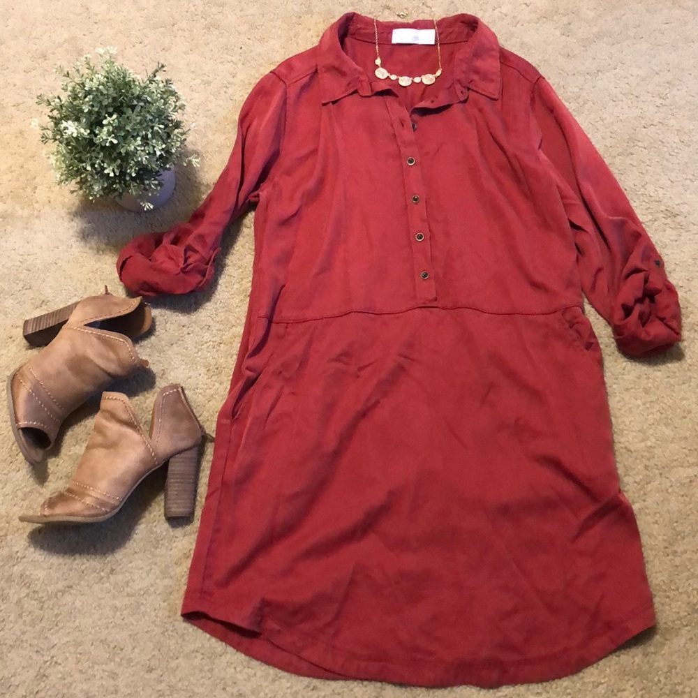 TIME & TRU Red Dress with Pockets